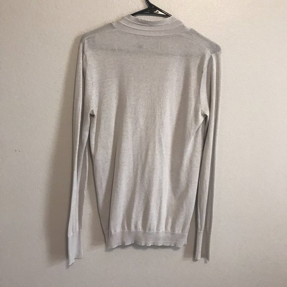 CLUB MONACO Light Gray Pocket Button Silk Blend Cardigan Size Medium - Picture 6 of 6